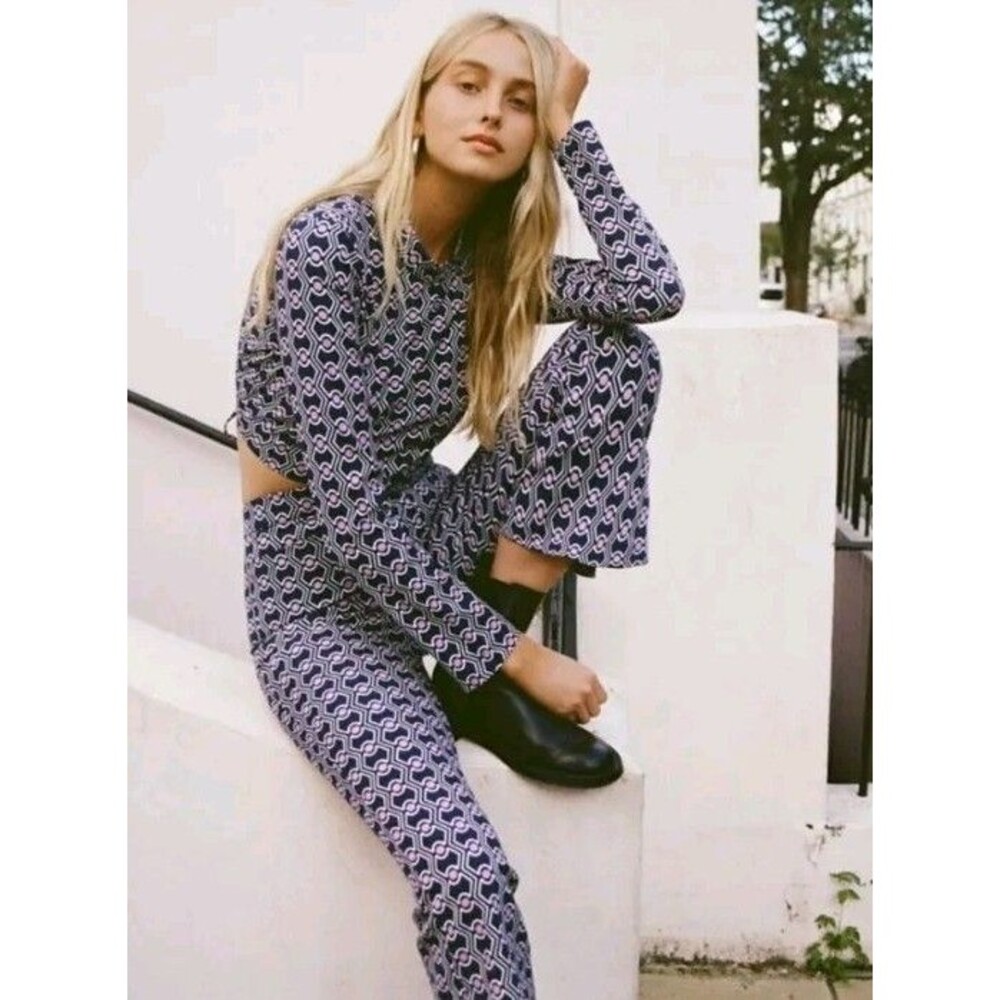 ZARA Geometric Print Crop Top & Pants Set Small Festival Y2K Retro Matching